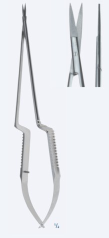 Ножиці, хірургічні, мікро, байонетної форми, прямі, гострокінцеві, загальна довжина 190 мм, 7 1/2"